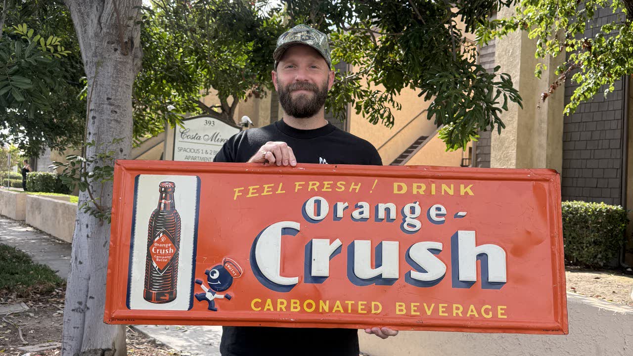 1948 Orange Crush Sign. How to Date a Vintage Tin Sign in Seconds